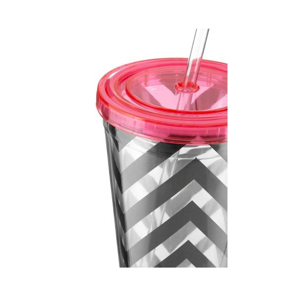 Prugasta čaša s ružičastim poklopcem Premier Housewares Chevron, 450 ml-image-2