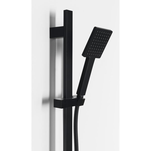 Mat crni set za tuš kabinu od nehrđajućeg čelika sa ručnim tušem/s kliznim nosačem 70 cm – Sapho-image-1
