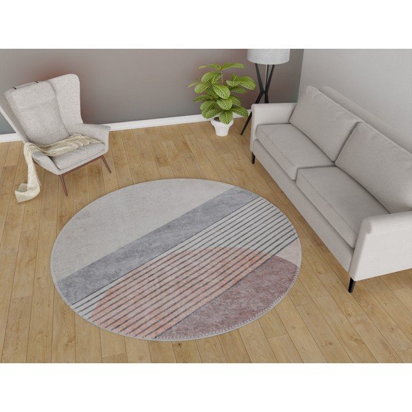 Svijetlo ružičasti/svijetlo sivi perivi okrugli tepih ø 80 cm Yuvarlak – Vitaus-image-1