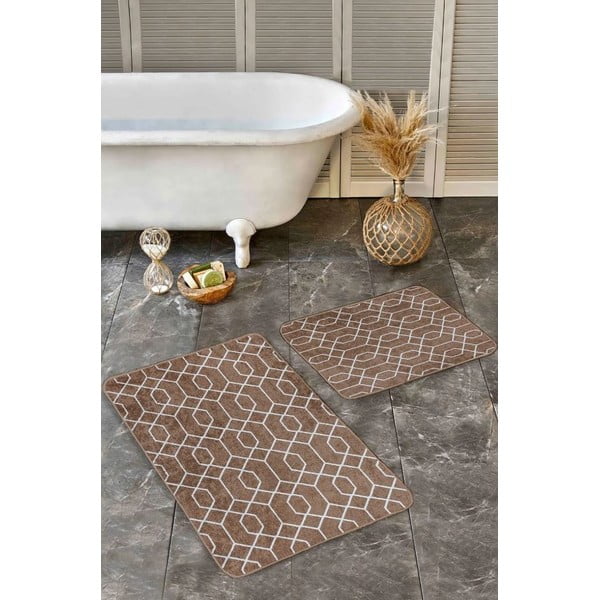 Smeđe od samta kupaonske prostirke u setu 2 kom 60x100 cm – Mila Home-image-4