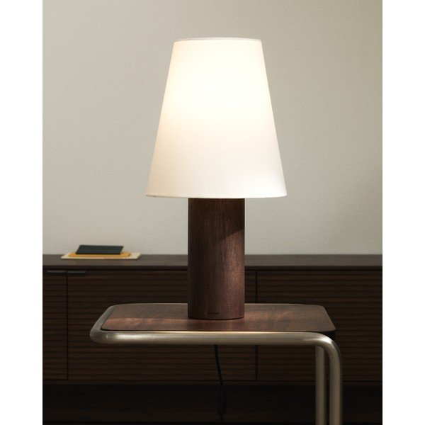 Bijela/u tamnoj prirodnoj boji stolna lampa s tekstilnim sjenilom (visina 49,5 cm) Marga – Kave Home-image-1