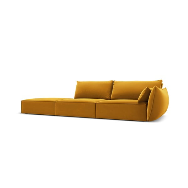 Senf žuta baršunasta sofa s desnim kutom 264 cm Vanda – Mazzini Sofas-image-2