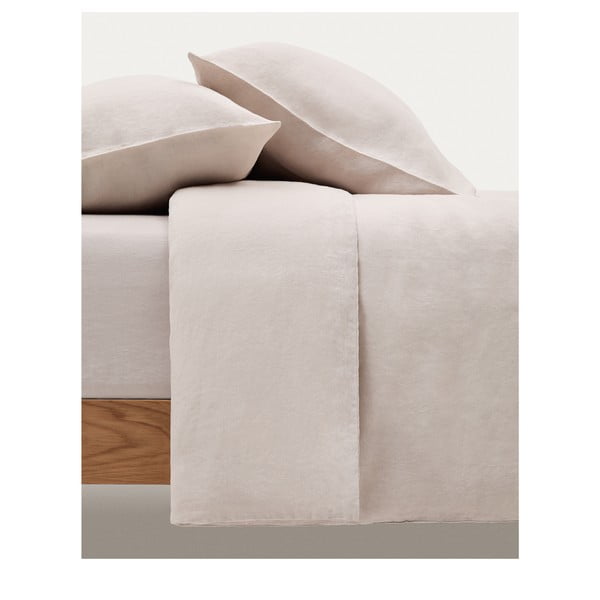 Pamučna plahta smeđe-siva s gumom 180x200 cm Simmel – Kave Home-image-3