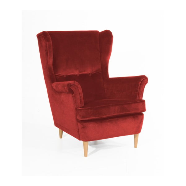 Cigla crvena fotelja sa svijetlosmeđim nogama Max Winzer Clint Suede