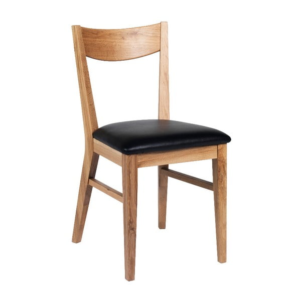 Smeđa blagovaonska stolica od hrasta s crnim sjedalom Rowico Dylan