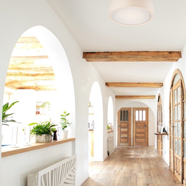 Bijela stropna svjetiljka sa staklenim sjenilom ø 27 cm Eveline – LAMKUR-image-1