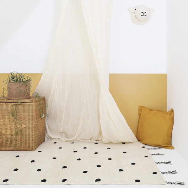 Crni/krem periv/ručno rađen pamučan tepih 100x150 cm Nümi Black – Nattiot-image-1