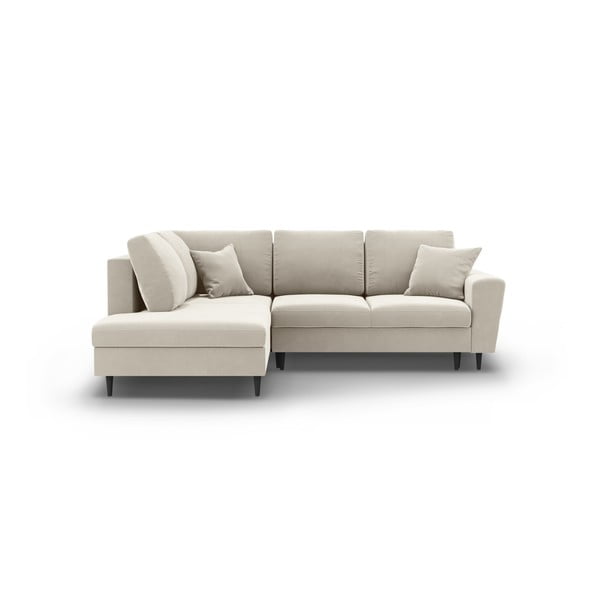 Bež baršunasti sklopiva/s prostorom za odlaganje kutna garnitura (s lijevim kutom/u obliku slova L) Kyoto – Cosmopolitan Design