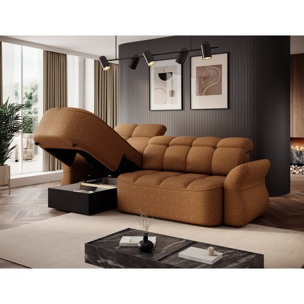 Žuta /smeđa baršunasti sklopiva/s prostorom za odlaganje kutna garnitura (s lijevim kutom/s ležaljkom) Beneth – ELTAP-image-4