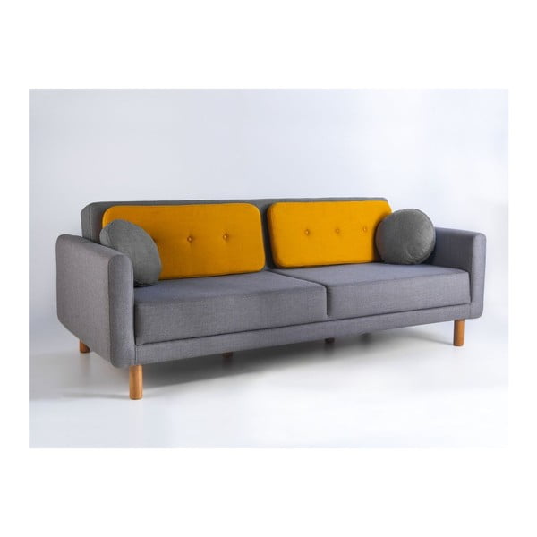 Sofa na razvlačenje Bubi Grey / Mustard-image-1