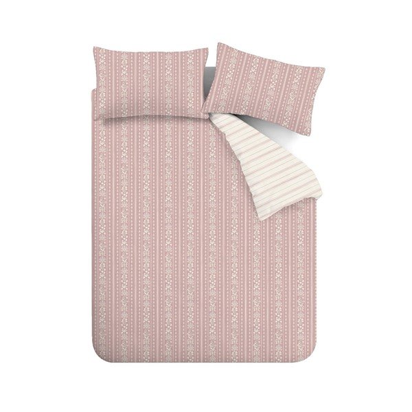 Bijela/ružičasta posteljina za krevet za jednu osobu 135x200 cm Regency Stripe – Catherine Lansfield