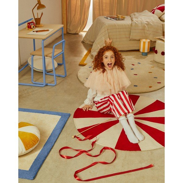 Crveni/bijeli dječji tepih od mješavine pamuka ø100 cm Wirla – Kave Home-image-2