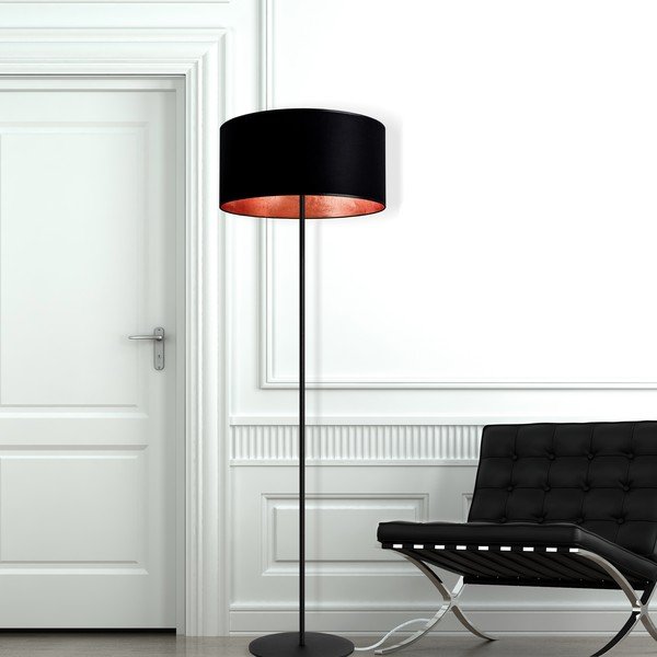 Crno-bakrena podna lampa Sotto Luce Mika ⌀ 40 cm-image-2