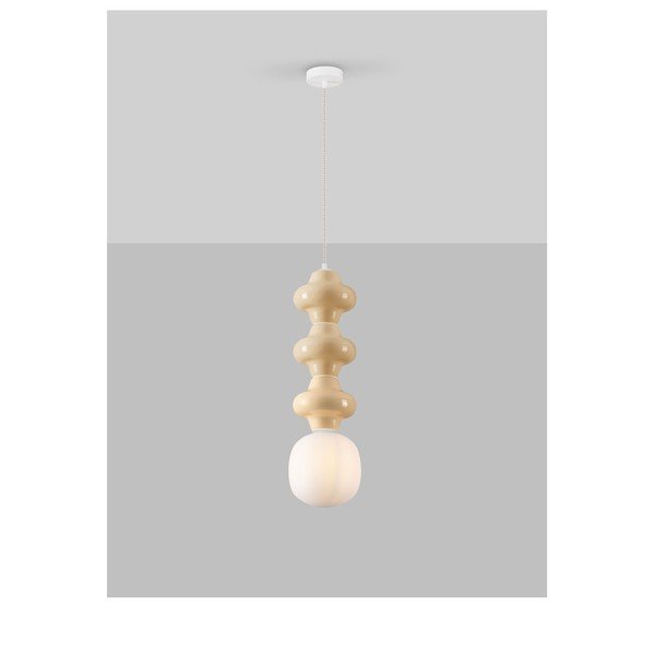 Bijela/krem viseća svjetiljka keramička sa staklenim sjenilom ø 18 cm Clio – Nova Luce-image-4