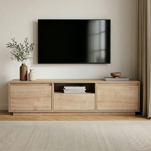 TV komoda u dekoru hrasta u prirodnoj boji 160x42x30 cm Sentinel – Kalune Design-image-2