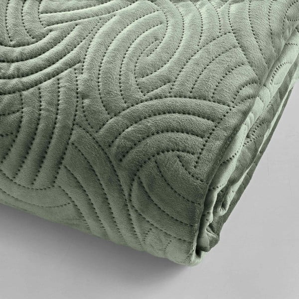 Zeleni set prekrivača i jastučnice od samta 240x260 cm Solange – douceur d'intérieur-image-2