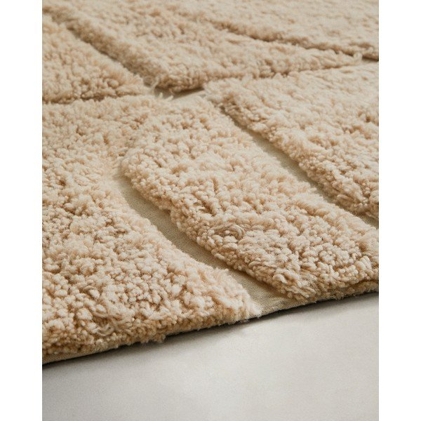 Krem ručno rađen vunen tepih 200x300 cm Nak – Kave Home-image-3