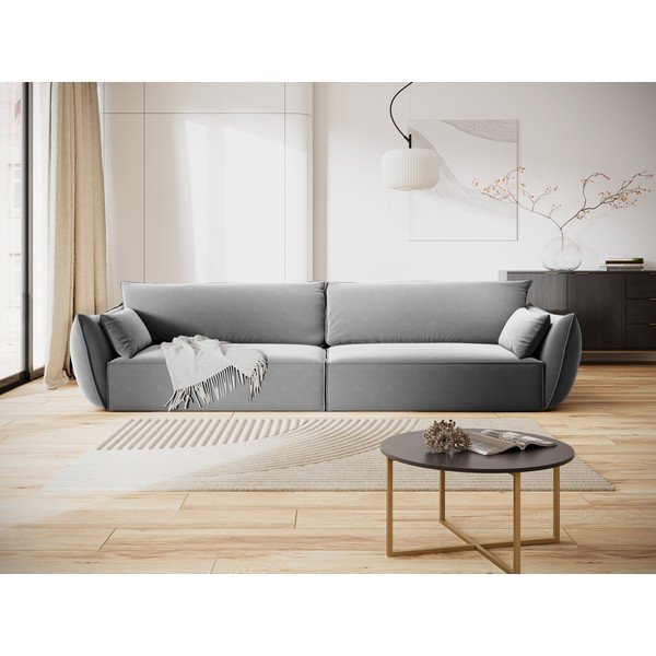 Svijetlo siva baršunasta sofa 248 cm Vanda – Mazzini Sofas-image-1