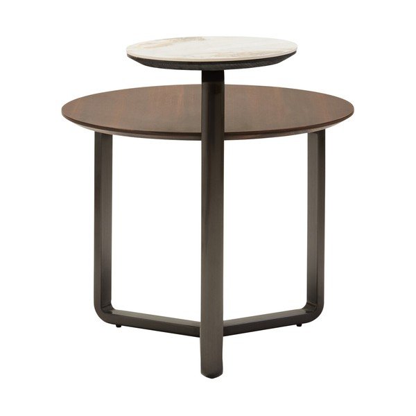 Smeđi okrugao stolić za kavu od masivnog eukaliptusa 55x67 cm Imperia – Premier Housewares-image-3