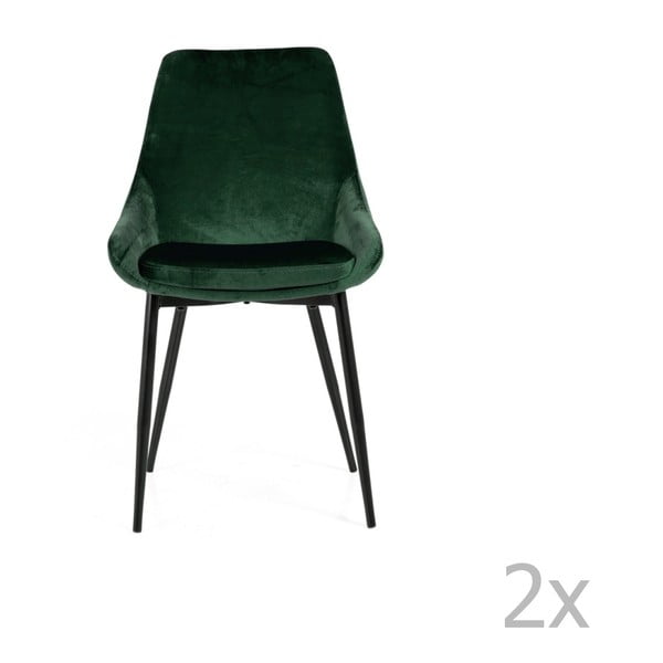 Set od 2 zelene blagovaonske stolice s baršunastim pokrivačem Tenzo Lex