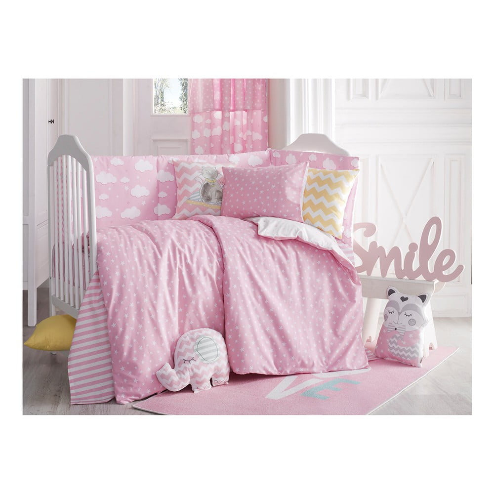 Ružičasta pamučna posteljina za bebe s krevetom za jednu osobu Mike &amp; Co. NEW YORK Carino, 100 x 150 cm