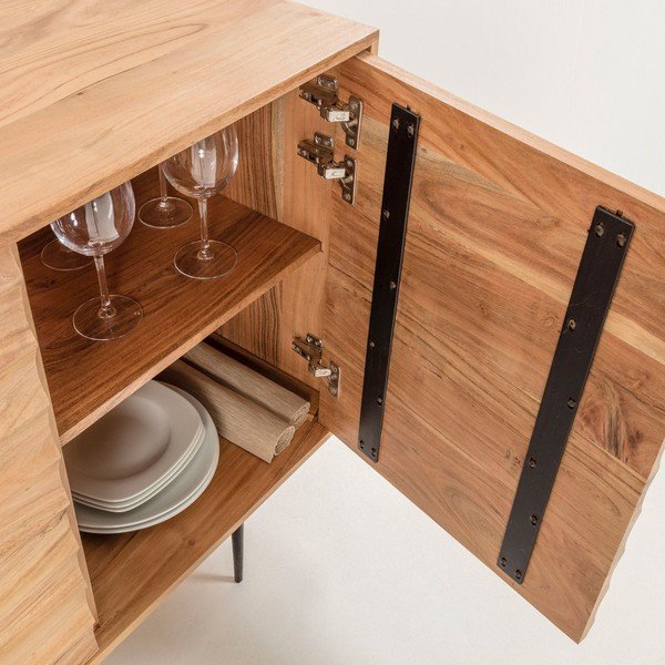 Svijetlosmeđa komoda od bagremovog drveta Kave Home Delsie, 147 x 81 cm-image-1