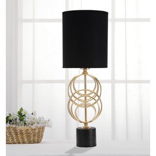 Crna/u zlatnoj boji stolna lampa s tekstilnim sjenilom (visina 58,5 cm) Circly – Mauro Ferretti