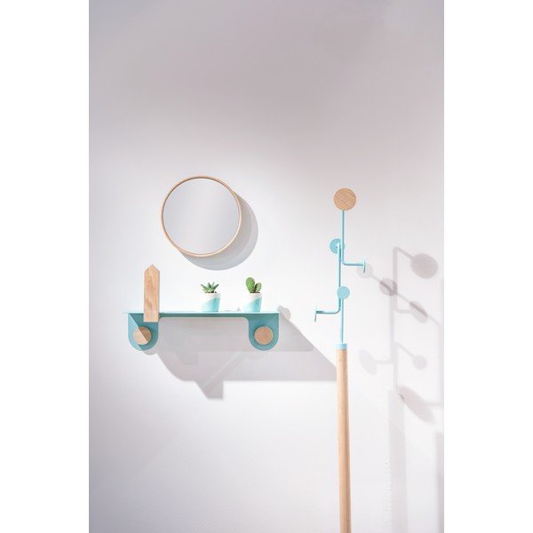 Bijela zidna polica od čelika s detaljima od hrastovog drva s 2 kukice Gazzda Hook, duljina 60 cm-image-1