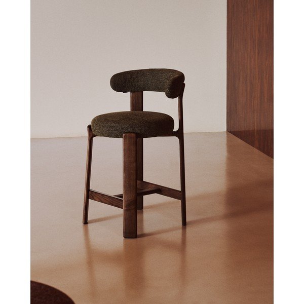 Zelena/u tamnoj prirodnoj boji barska stolica od čvrste jeseni (visine sjedala 65 cm) Granite – Kave Home-image-1