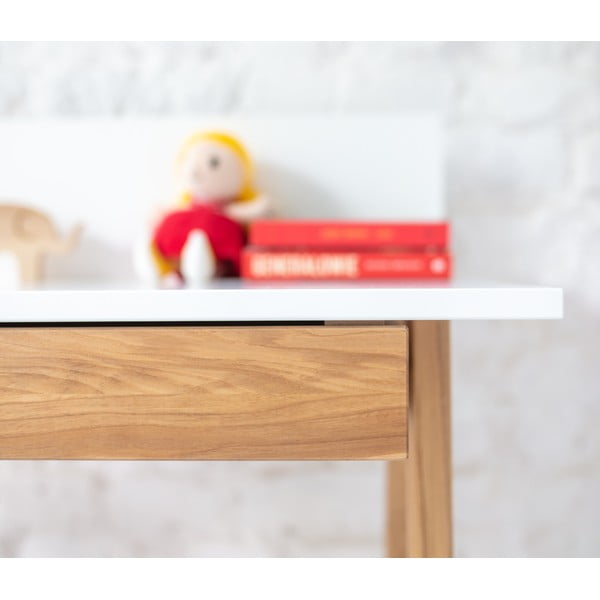 Bijeli radni stol s podnožjem od jasena Ragaba Luka, duljina 110 cm-image-4