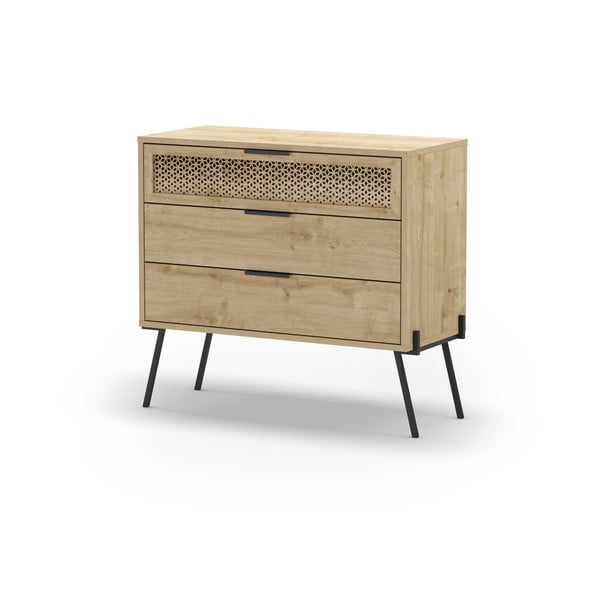 Niska komoda u dekoru hrasta u prirodnoj boji 90x83 cm Ecrin – Marckeric-image-2