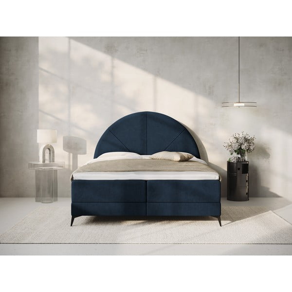 Tamnoplavi boxspring krevet s prostorom za pohranu 180x200 cm Sunset - Cosmopolitan Design-image-1