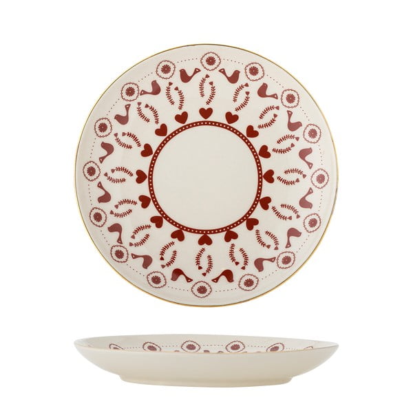 Krem desertni tanjur s božićnim motivom od kamenine ø 16 cm Jolly – Bloomingville-image-3