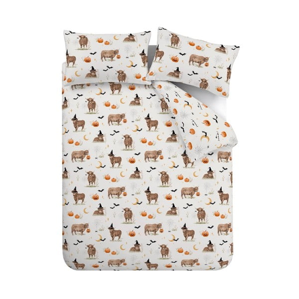 Sivo-bež posteljina za krevet za jednu osobu 135x200 cm Halloween Highland Cow – Catherine Lansfield