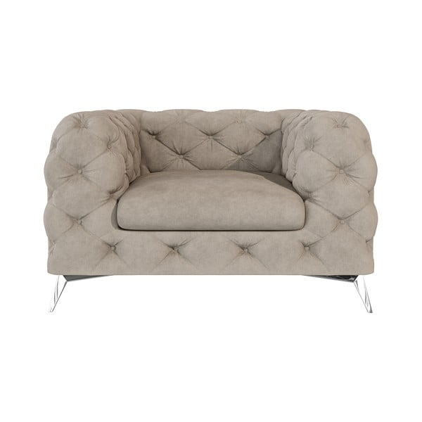 Sivo-bež baršunasti fotelja Chelsea – Ropez-image-2