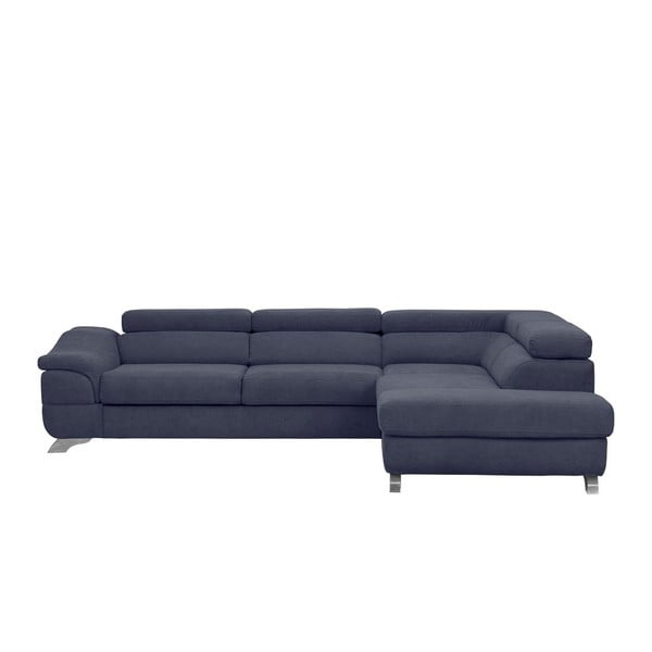 Tamnoplavi kutni kauč na razvlačenje s baršunastim pokrivačem Windsor &amp; Co Sofas Gamma, desni kut