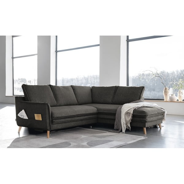 Tamno siva sklopiva kutna garnitura (s desnim kutom) Charming Charlie – Miuform-image-3