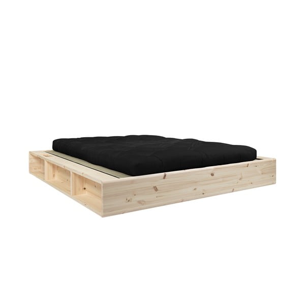 Bračni krevet od punog drveta s crnim Double Latex futonom i tatamijem Karup Design Ziggy, 160 x 200 cm