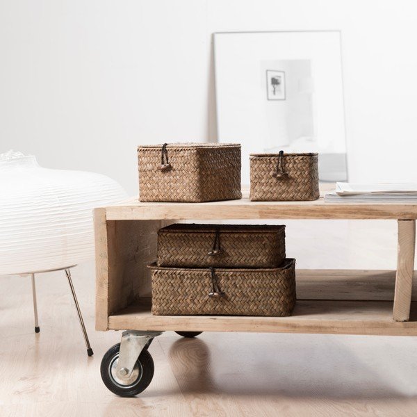 Set od 2 tamno smeđe košare za pohranu od trske Compactor Lidwhite-image-1