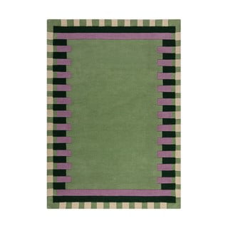 Zeleni/ljubičasti ručno rađen vunen tepih 160x230 cm Kai Wool Border – Flair Rugs