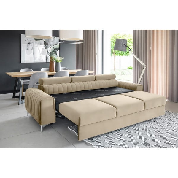 Svjetlo smeđa baršunasti sklopiva sofa 261 cm Laurence – ELTAP-image-4