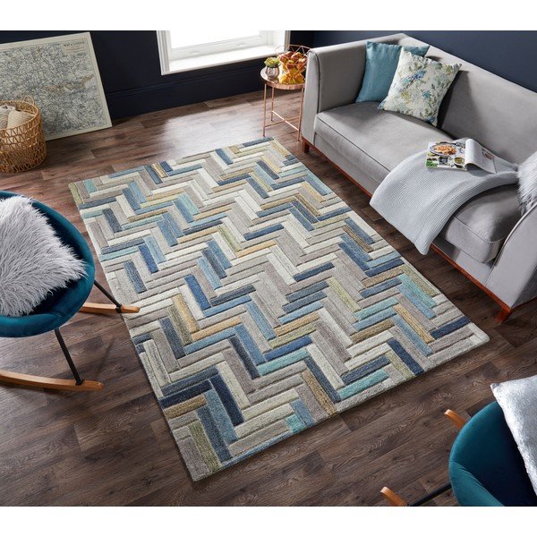 Sivo-plavi vuneni tepih Flair Rugs Russo, 160 x 230 cm-image-4