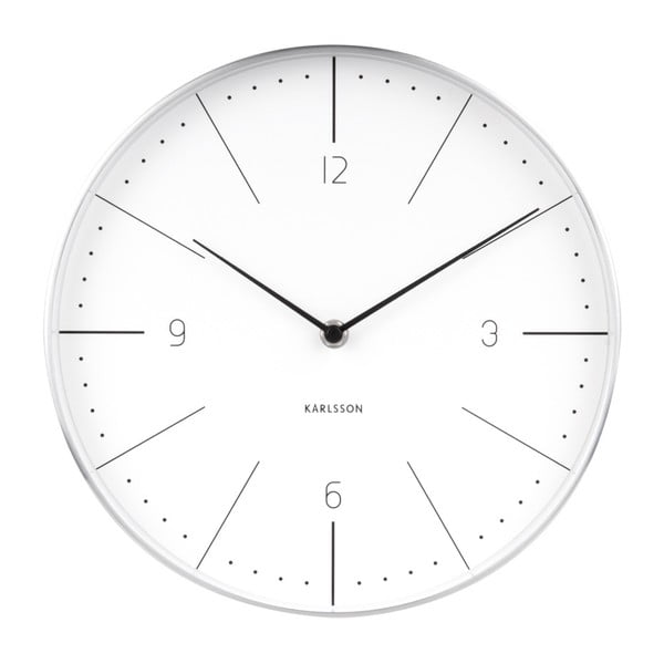 Bijeli zidni sat sa srebrnim detaljima Karlsson Normann, ⌀ 28 cm