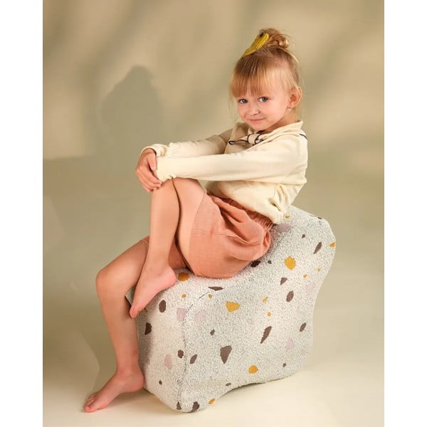 Bijeli dječji tabure od bouclé tkanine/od šenila Terrazzo Cloud – Wigiwama-image-4