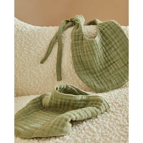 Zeleni slinčeki u setu 2 kom od muslina Prune – Kave Home-image-1