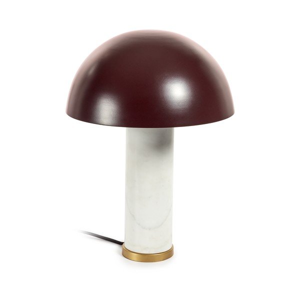 Bijela/tamno smeđa mramorna stolna lampa s metalnim sjenilom (visina 43 cm) Zorione – Kave Home