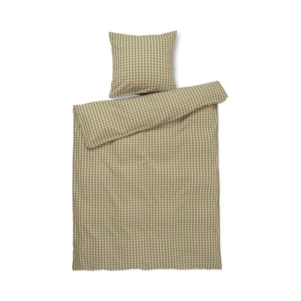 Zelena/ružičasta posteljina za krevet za jednu osobu/za produženi krevet od krepa 140x220 cm Bæk&Bølge – JUNA