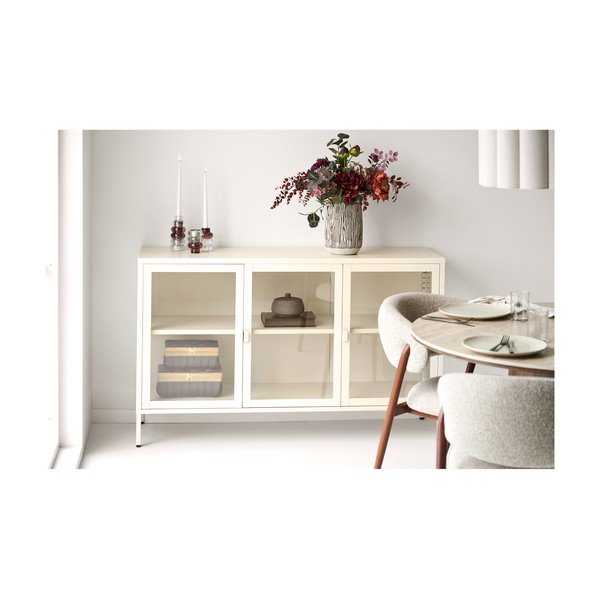 Krem željezna vitrina 140x85x40 cm Brisbane – House Nordic-image-1