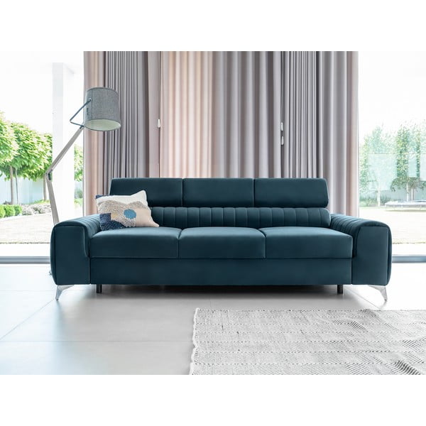 Plava baršunasti sklopiva sofa 261 cm Laurence – ELTAP-image-3