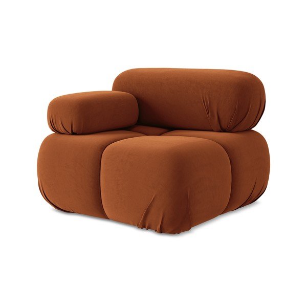 Narančasta baršunasti modularna sjedeća garnitura (s lijevim kutom) Lokua – Makamii-image-1